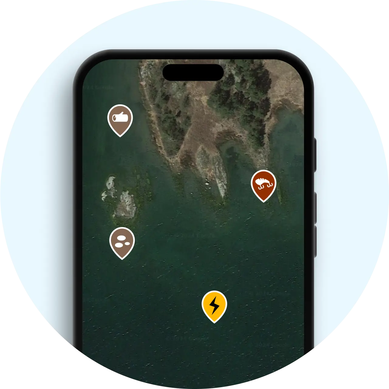 Instant overviews of each fishing water in the Fishbrain app
